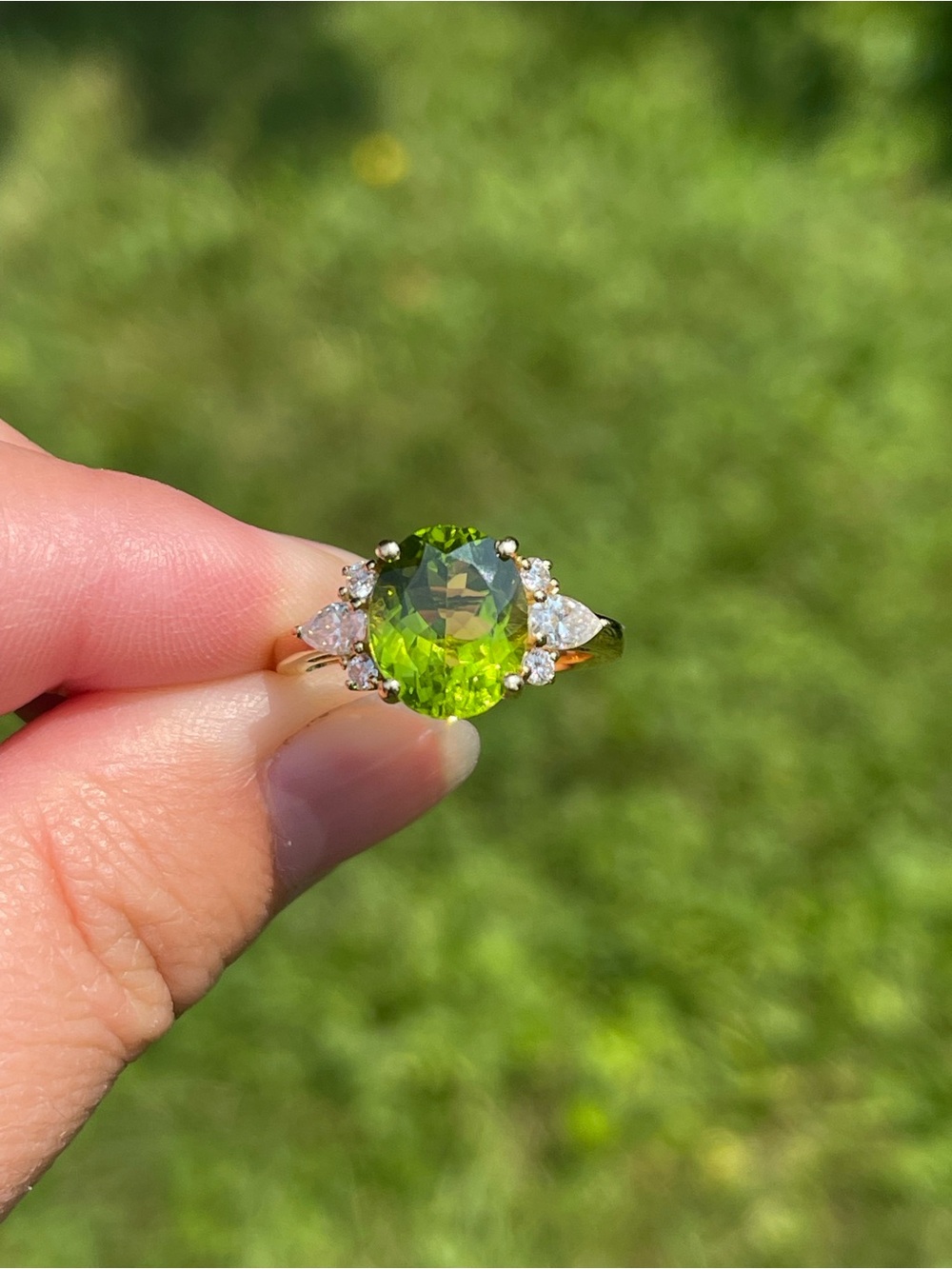 Peridot and Moissanite Ring